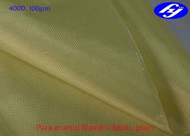 400D Yellow Kevlar Aramid Fiber Fabric Plain Weaving 100GSM For Military Tents