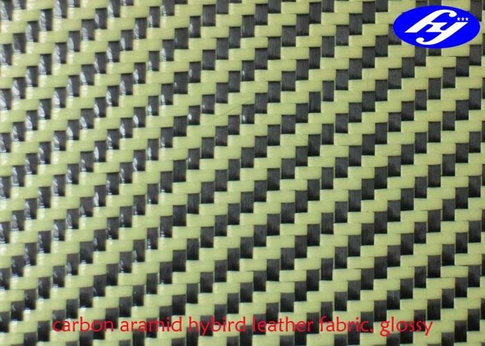 High Tensile Faux Leather Fabric / Glossy Twill Carbon Aramid Hybrid Fabric